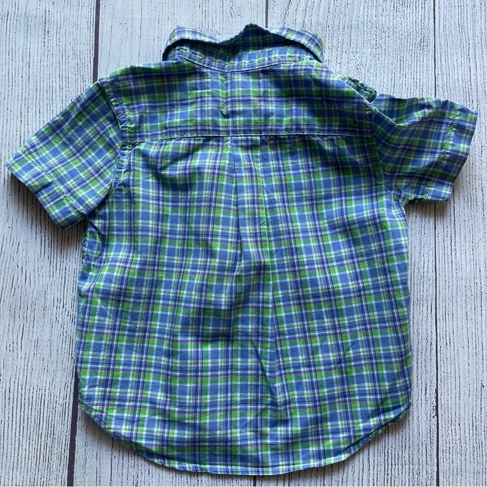 Ralph Lauren Blue & Green Plaid Short Sleeve Button Down Size 18 months